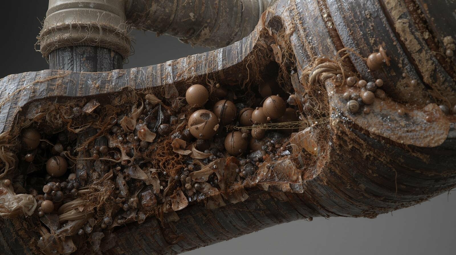 Скупчення волосся та мила у зливній трубі ванни